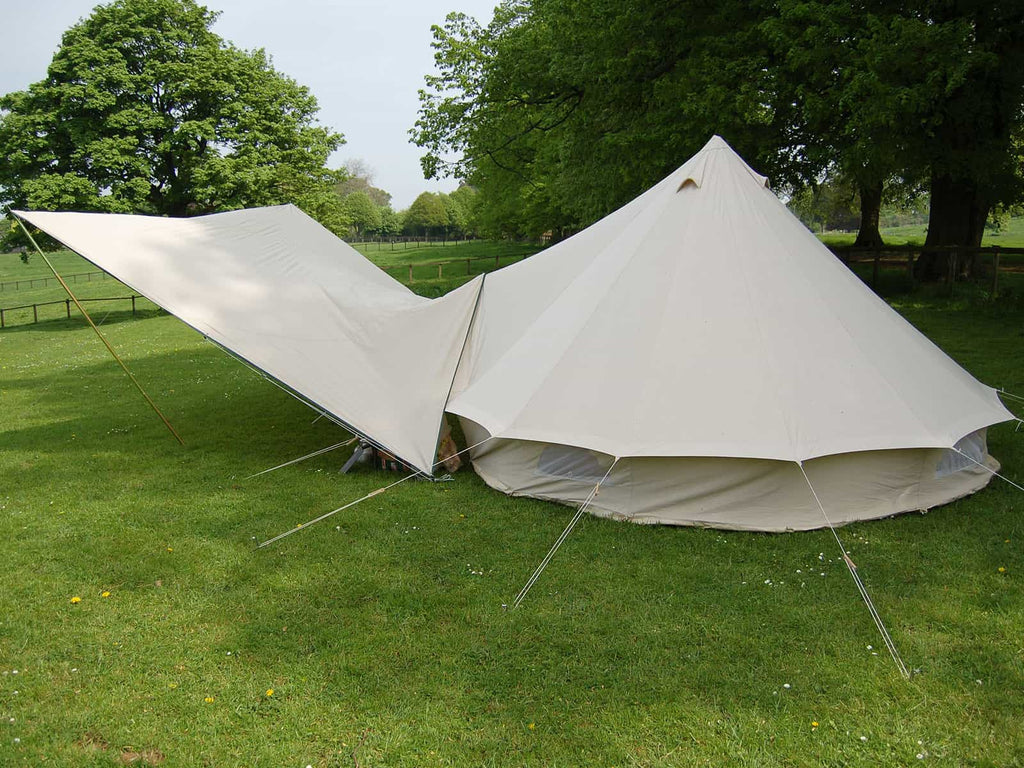 Malu awning used as a porch for a bell tent