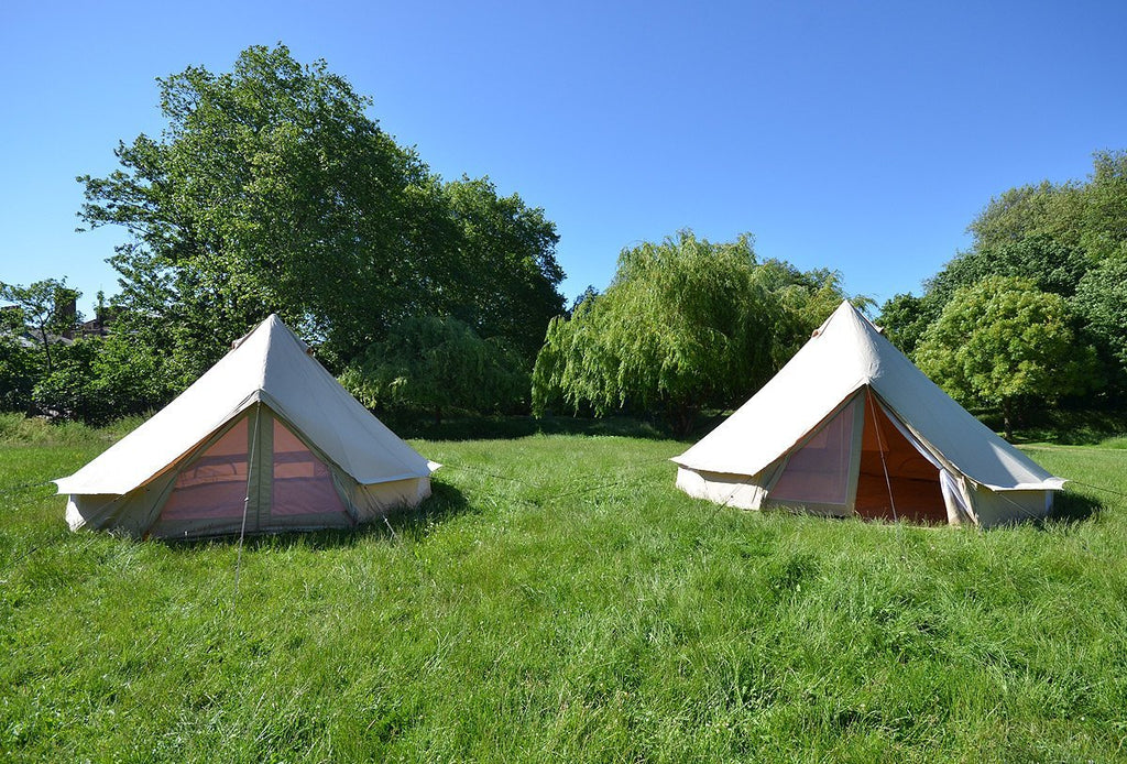 4 and 5 metre bell tents with mesh doors