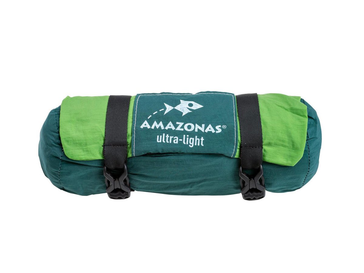 Rolled and packed parachute silk traveller hammock