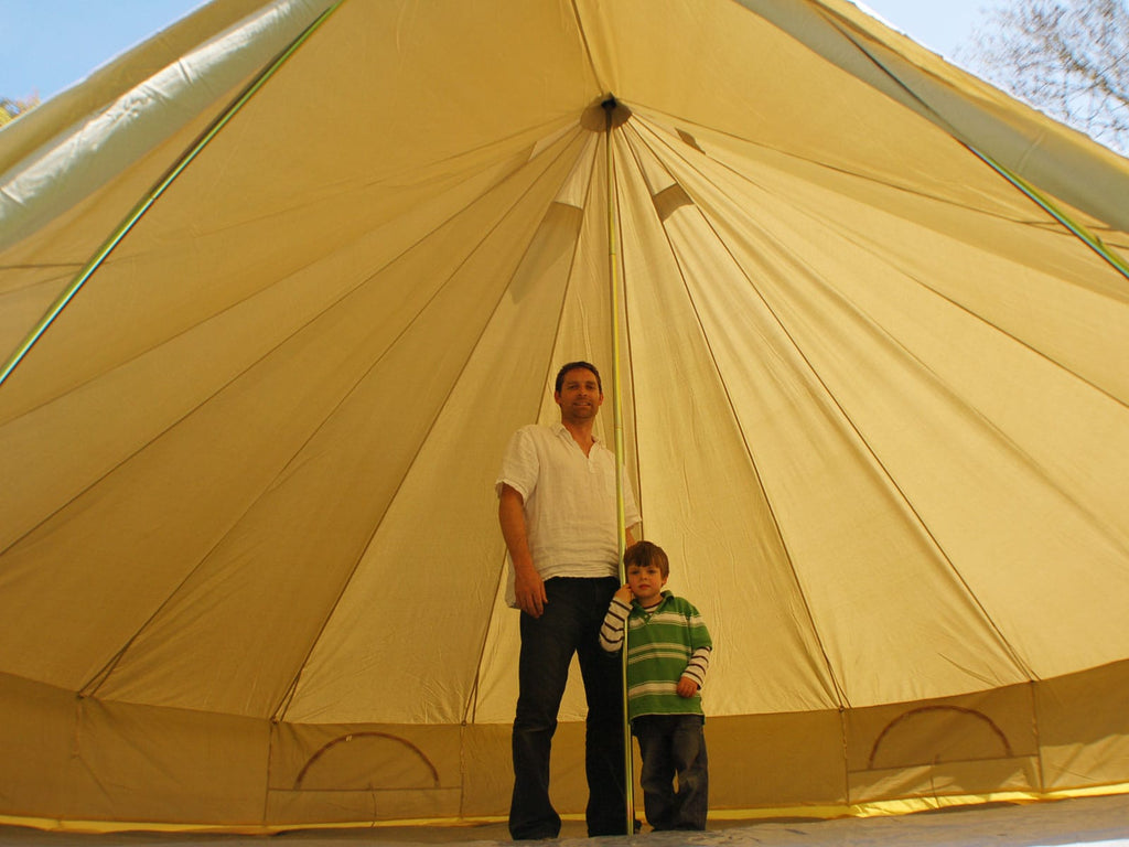Features ample standing inside a 5m standard bell tent