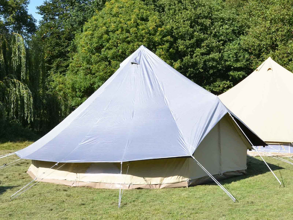 4.5m bell tent with silver blackout protector cover