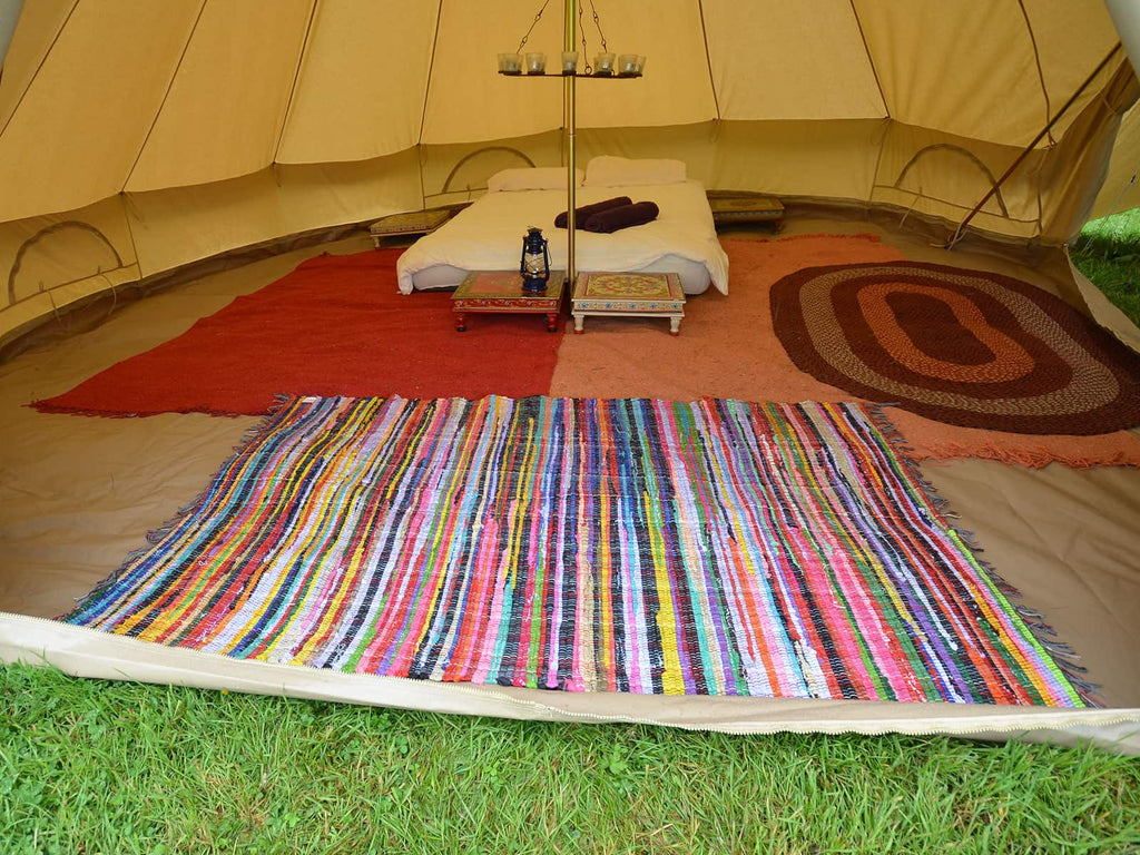 Rag rug inside a twin door ultimate bell tent