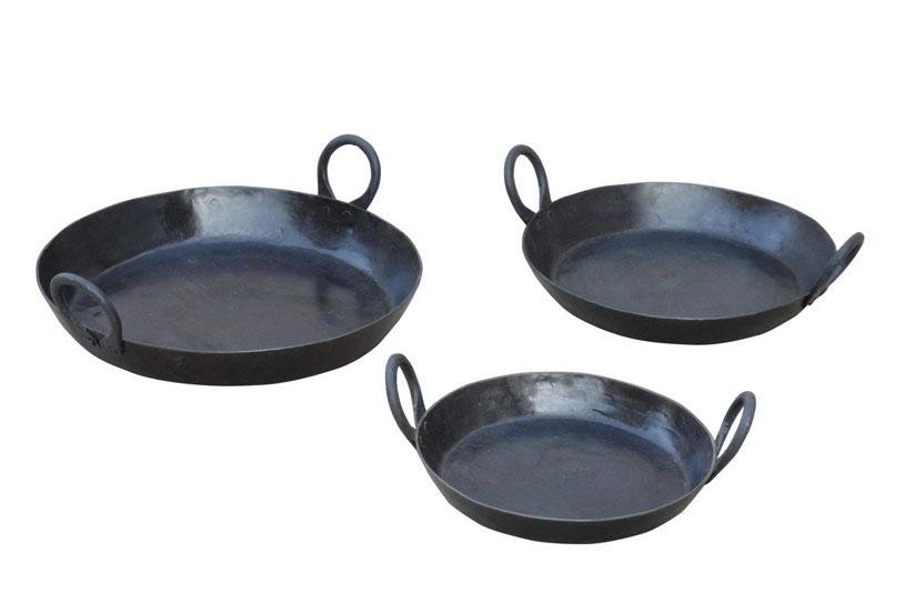Set of 3 nesting pan skillets outdoor cookware by kadai
