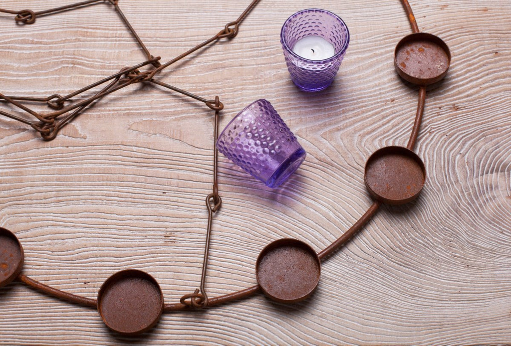 Purple Glass Tea Light Chandelier