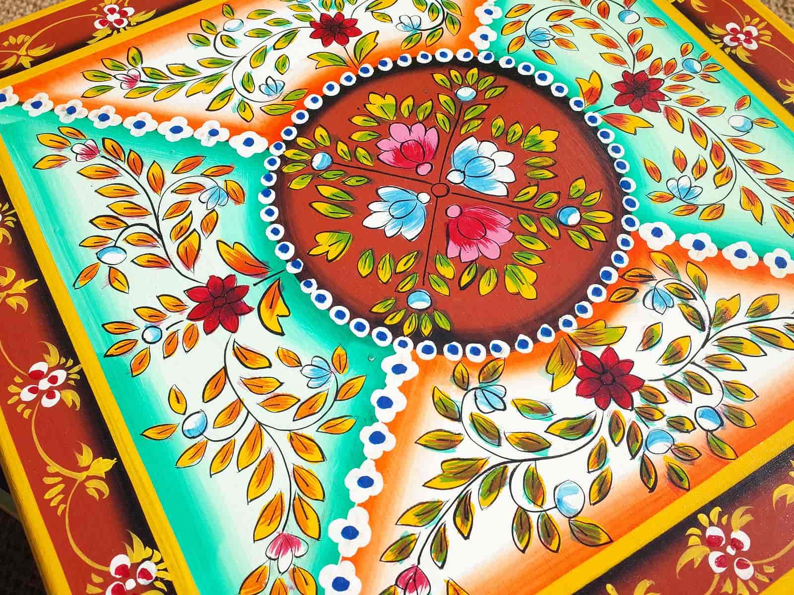 Hand painted Indian bell tent furniture - Ochre