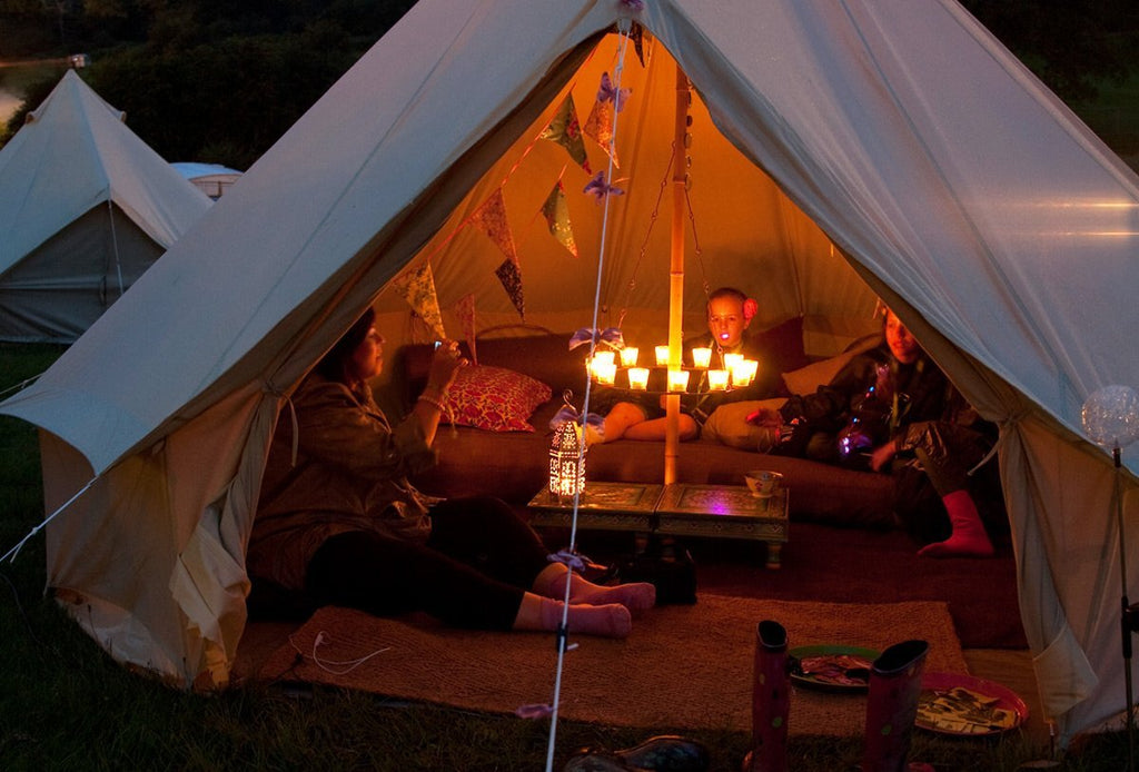 Bell tent with single tea light chandelier