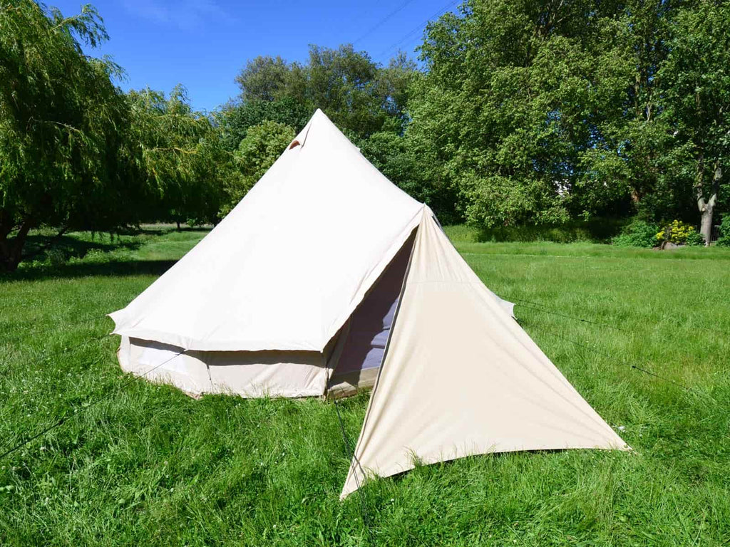 Cotton canvas awning and 4 metre bell tent