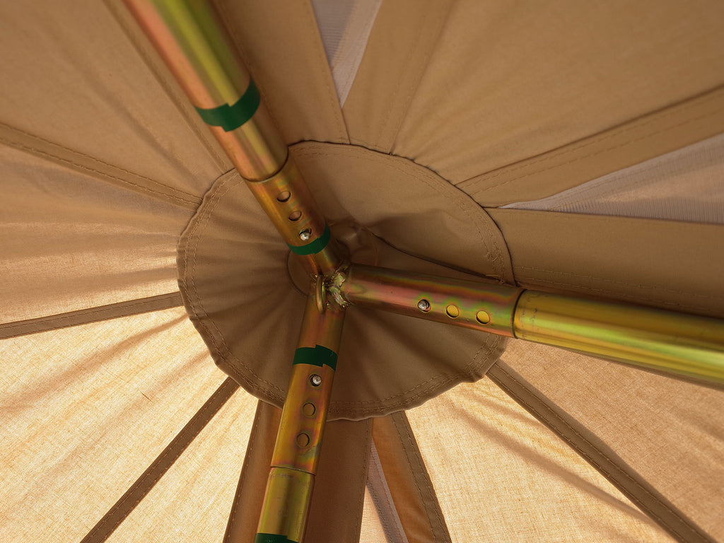 Our 3m Bell Tents feature a tripod pole system